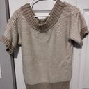 American Eagle  brown and beige striped short sleeve sweater in large Photo 2