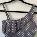 Garnet Hill NWT  Asymmetric One Shoulder Ruffle Polka Dot Grey Swimsuit Ruching 8 Photo 2