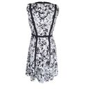 Talbots Womens Dress Size 8 Petite A Line Floral Sleeveless Lined White Black Photo 3