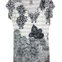 Cache  Medium Dress Mini Shift Embroidered Rhinestones Sparkly Silver Black 560 Photo 0