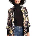 ZARA  Satin Floral Printed Open Front Long Blazer Jacket Women Green Size XS Photo 0