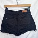 Mango  MNG Black Wash High Waisted Cut Off Denim Shorts size US 2 Photo 3
