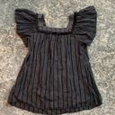 Isabel Maternity  Black Vertical Stripe Square Neck Blouse Photo 3