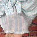 Abound Blue and White Striped  Front Tie Button-Up Blouse Photo 7