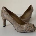 Stuart Weitzman  women’s python snakeskin peep toe heel shoes — size 7.5 Photo 0