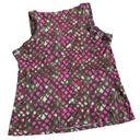 DKNY  Tank Top Womens Medium Brown Pink Cream Printed V-Neck Sleeveless Blouse Photo 1