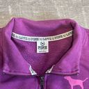 PINK - Victoria's Secret  Quarter Zip Pullover Sweatshirt Women L Purple Pink Pocket Photo 3