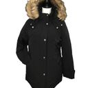 Gallery NWT  Faux Fur Trim Hoodie Soccer Mom Polyfill Jacket Coat Black S Photo 1