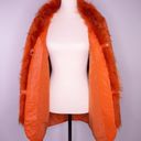 Vintage leather coat with fur trim, color orange Size XS Photo 11