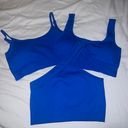 Womens 4 Piece Ribbed Workout Set Blue Size M Photo 3