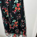 Hunter Bell  Black Floral Printed Lace Flutter Sleeves V-Neckline Midi Dress 10 Photo 5