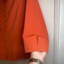 Dress Barn  Vintage Y2K Orange Retro Stretchy Button Up Mod Diner Blouse Size L Photo 8