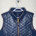 FATE. navy faux leather quilted zippered vest with pockets size L Photo 83