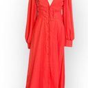 Kimberly  Goldson Lesli Clip Dot Long Sleeve Maxi Dress Women's XS Coral NWT Photo 2