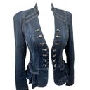 White House | Black Market  WHBM Blue Denim Military Blazer Jacket Size 0 Photo 2