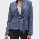 Banana Republic  Tweed Tie Belt Jacket blue & White Sz 12P Photo 0