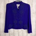 Karin Stevens Vintage  Purple Embroidered Beaded Long Sleeve Button Front Blazer Photo 1