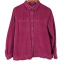 L.L.Bean  Shirt Womens Large Purple‎ Pink Wide Whale Corduroy Button Shacket 90s Photo 0