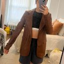 Naked Wardrobe Brown Faux Leather Blazer Photo 0