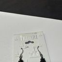 Trifari  Silver Tone Black Rhinestone Pierced Dangle Drop Earrings NWT Photo 3