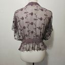 Daytrip Lavender Sheer Lace Peplum Blouse Size Medium Photo 3