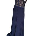 Fame and Partners  Navy Grosgrain Piped Lace Bodice Evening Gown Women’s Size 14 Photo 4