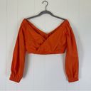 Nasty Gal NWT  Coral Linen Long Sleeve Cropped Blouse 8 Photo 1