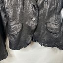 Edge ZINI Signature Black Leather Jacket Raw  Tapered Blazer Coat - Medium Photo 3