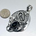 Onyx Dragon Natural Black  Sterling Silver 2.4” Pendant Photo 1