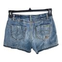 DKNY  SZ 4 Jean Shorts Distressed Frayed Hems Medium Wash Mid-Rise Pockets Blue Photo 1