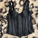 Strap corset with cups jacquard corset bustier tank top lace corset t shirt tee Black Size M Photo 5