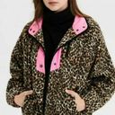 American Eagle Leopard Print Fleece Lined Sherpa Jacket Snap Photo 0