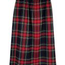 Lands'End VTG  Dark Academia Pleated Red Black Green Tartan Plaid Skirt 100% Wool Photo 7