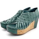 Chocolat Blu  Antigua Web Huarache Wedge Platform Sandal in Jade Leather Size 8 Photo 5