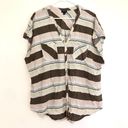 Torrid  3 Plus Size Challis Button Front Dolman Sleeve Top Brown Pink Stripe 3X Photo 1