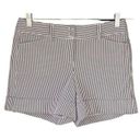 White House | Black Market Women’s Black White Pinstripe Stretch Cuffed Shorts Size 2 Photo 0