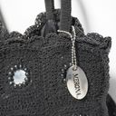 Merona  Black Crochet Mirror Circles Handbag Black 90s Y2K Whimsigoth Bag Purse Photo 5