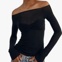 Twisted Black  Mesh Rouched Top Photo 0