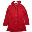 Habitat * Button Front Hooded Lightweight Jacket Womens M Red Deconstructed Seams Photo 0