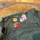 Style & Co Olive Green Short Sleeve Floral Oversized Button Down Shirt Medium Photo 1
