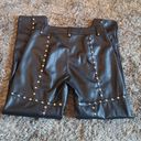 NovaLuxe Black Faux Leather High Rise Studded Pants L Size L Photo 4