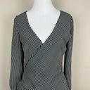 BB Dakota ‎ Dress Womens 4 Black White Striped Faux Wrap Mini Long Sleeve Ruffle Photo 1