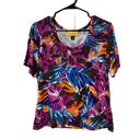 St. John  Womens Floral Leaves Blouse Short Sleeve Size Large Photo 0