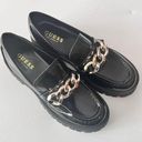 Guess  Women's Hillford Shiny Black Faux Leather Platform Chunky  Loafers Sz 7.5 Photo 2