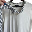 Jason Wu  Women Top V-Neck Short Sleeve Pattern Tie Collar Pullover M White Photo 5