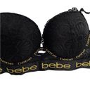 Bebe Womens Black  Logo Lace Underwire Padded Push Up Bra Size 34C​​​ Photo 5