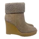 Ralph Lauren NEW LAUREN  Steph Shearling-Cuff Wedge Booties Taupe Size 9.5 Photo 1