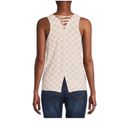 No Bo Nwt  Juniors Sleeveless Lace-Up Back Graphic Tank Top Checkered X-Small Photo 3