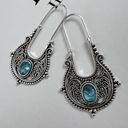 Vintage Blue Bohemian Dangle hoop earrings  Womens Jewelry vintage style Photo 6