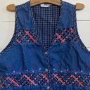 American Vintage  Denim Lattice Work Patriotic Granny Gilet Vest 16 Photo 5